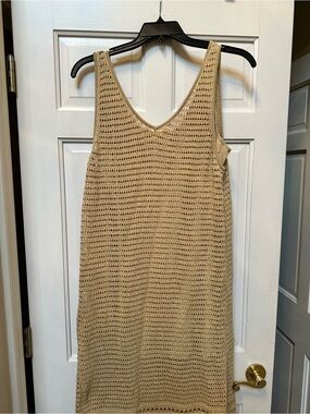 Tommy Bahama Sleveless Crochet Knit Tank Dress in Beige